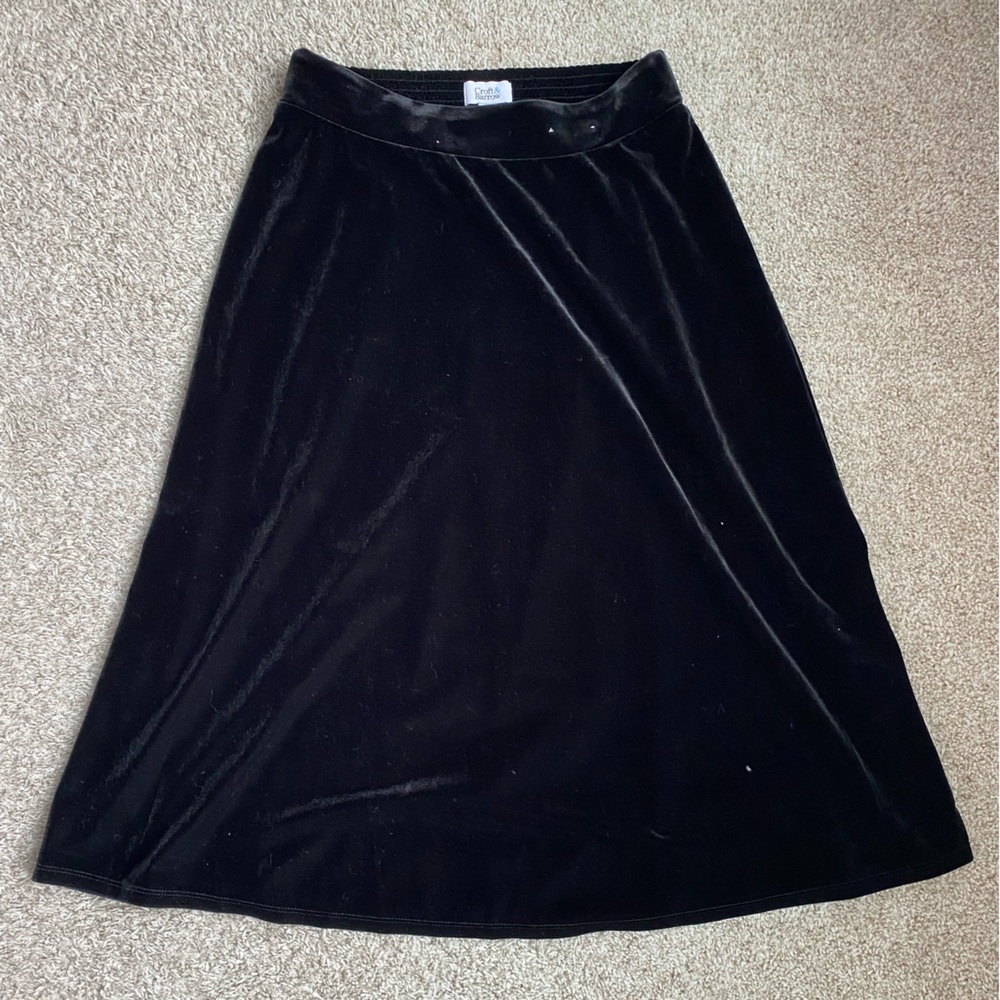 croft & barrow Black Velvet A-Line Skirt